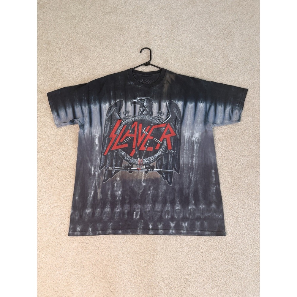 Slayer Liquid Blue T Shirt XL Eagle Swords Tie Dye Heavy Metal Band Graphic Tee